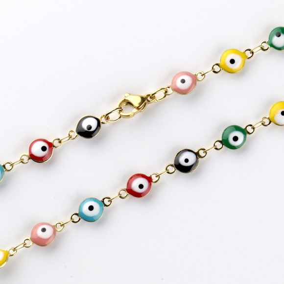 Spiritual Evil Eye Multicolor Choker Necklace - Picture 3 of 8
